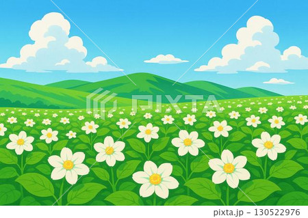 ジャガイモ畑・じゃがいもの花 130522976