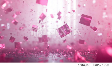 Pink Confetti Falling with Soft Light. 130523296