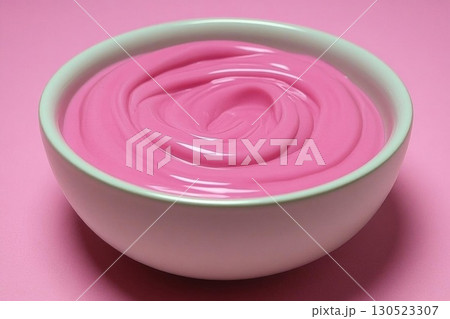 Pink dessert swirl in bowl. 130523307