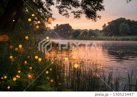 Firefly Sunset River Scene. 130523447