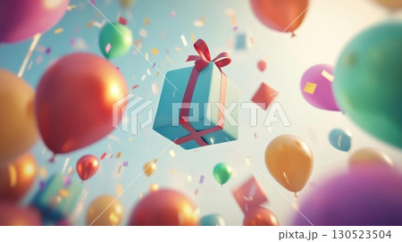 Gift Balloons Celebration Sky. 130523504