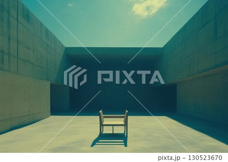 Lone Chair with Concrete Courtyard. 130523670