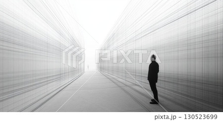 Man Silhouette Futuristic Corridor. 130523699