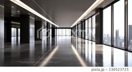 Modern Office Corridor Skyline View. 130523725