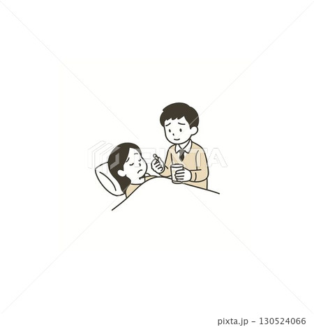 母親の看病をする男の子 2 130524066