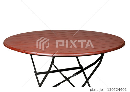Round table with metal folding legs. 130524401
