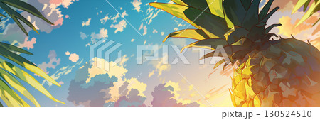 夕焼けのパイナップル、アニメ風 130524510