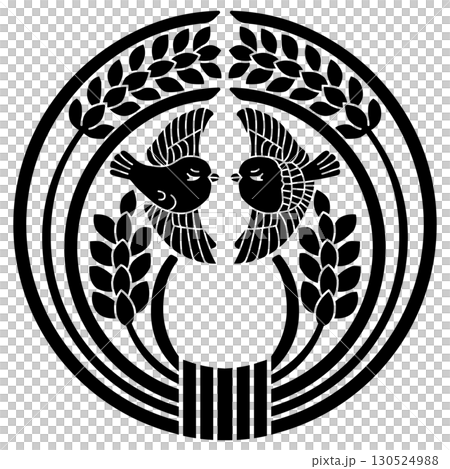 This is the family crest. It is a sparrow facing rice. This is the family crest. It is a sparrow facing rice. 130524988