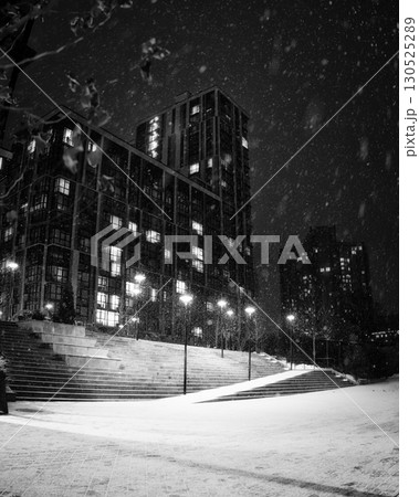 evening City covered in the snow evening City covered in the snow 130525289