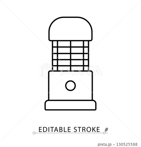 A mosquito killer lamp icon in minimalist style with editable stroke. Insect control symbol, home appliance element, pest object, outdoor concept, electric trap pictogram, protection design 130525588