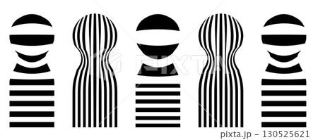 Black line wave pattern. Optical illusion stripe background, abstract geometric wavy texture 130525621