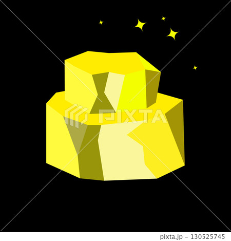 Gold nugget stone. Yellow ore in black min, pyrite game icon, chalcopyrite rock in goldmine Gold nugget stone. Yellow ore in black min, pyrite game icon, chalcopyrite rock in goldmine 130525745