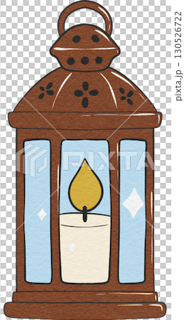 Cozy candle and lantern decoration glowing warmly, perfect for Christmas and festive holiday decor. 130526722