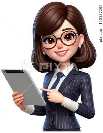 Office lady holding a tablet and smiling Office lady holding a tablet and smiling 130527299