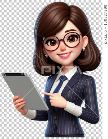 Office lady holding a tablet and smiling Office lady holding a tablet and smiling 130527299