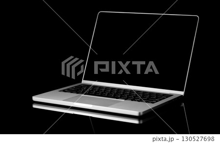 Laptop with a blank screen isolated on a black background Laptop with a blank screen isolated on a black background 130527698