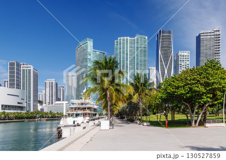 Modern skyline of Miami with towering skyscrapers, tropical vibe, and waterfront views Modern skyline of Miami with towering skyscrapers, tropical vibe, and waterfront views 130527859