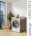 Home laundry design with modern washers and stylish decor. 3D render illustration 130527972