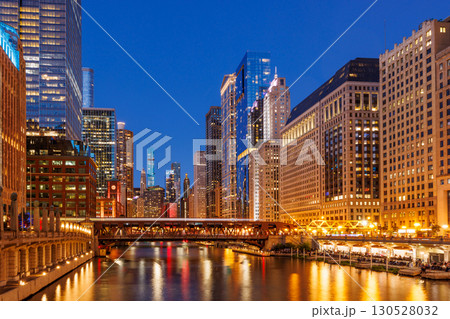 Scenic view of downtown Chicago during sunset 130528032