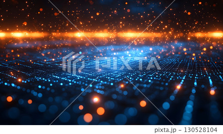 Glowing blue tech grid on a dark background,...のイラスト素材 [130528104] - PIXTA
