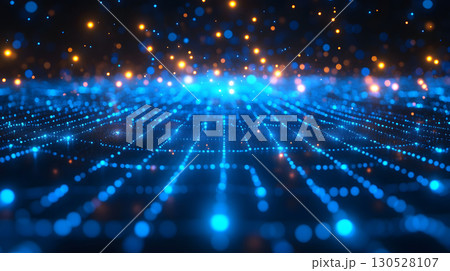 Glowing blue tech grid on a dark background, giving a high-tech digital interface feel. Great for IT, data, and tech-focused designs. 130528107