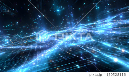 Glowing blue tech grid on a dark background,...のイラスト素材 [130528116] - PIXTA