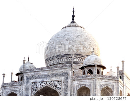 Taj Mahal in Agra, India, an iconic UNESCO World Heritage site. Majestic marble structure with Taj Mahal in Agra, India, an iconic UNESCO World Heritage site. Majestic marble structure with 130528675