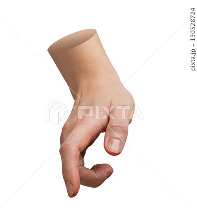 Finger pointing down. Hand with index extending, push, click, tap action, touch signal, control, 130528724