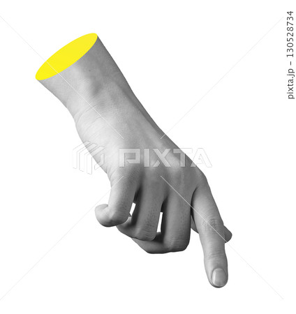 Finger pointing downward, outstretched index tip, hand gesture showing direction, press tap touch Finger pointing downward, outstretched index tip, hand gesture showing direction, press tap touch 130528734