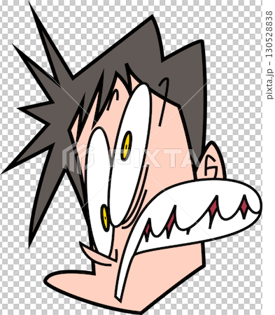 すごい顔をして飛び上がっている男性顔だけ すごい顔をして飛び上がっている男性顔だけ 130528838