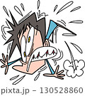 すごい顔をして飛び上がっている男性 130528860