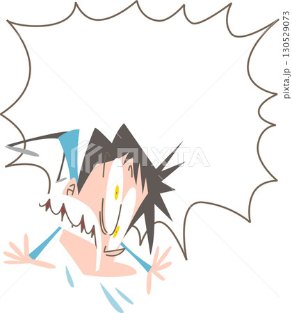 すごい顔をして飛び上がっている男性吹き出し付きアウトラインなし すごい顔をして飛び上がっている男性吹き出し付きアウトラインなし 130529073