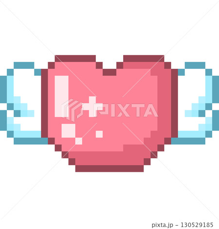 ハートと羽のファンシーなドット絵 ハートと羽のファンシーなドット絵 130529185