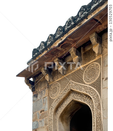 Delhi India October 15 2024 Islamic architecture with ornate arches and decorative carvings. 130529703