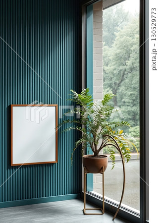 Minimal workspace mockup frame for logo presentation. 130529773