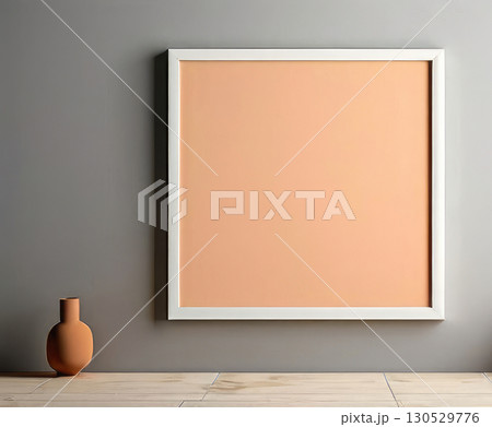 Trendy pastel-toned wall with empty poster frame. 130529776