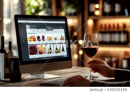 Computer screen displaying wine selection on...のイラスト素材 [130530139] - PIXTA