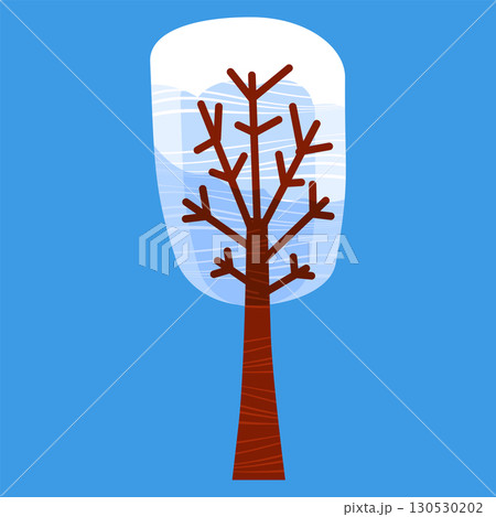 Snow covered tree, cartoon flat style Snow covered tree, cartoon flat style 130530202