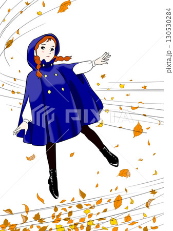 木枯らしの中舞う少女 130530284