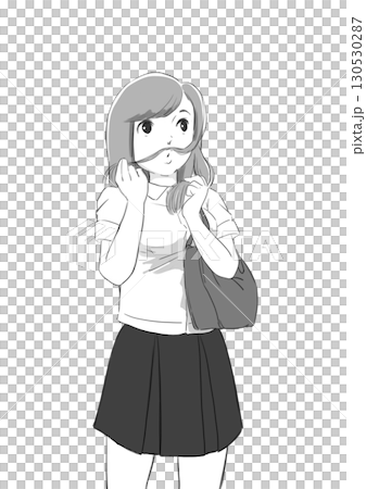 髪をもてあそぶ女子高校生 130530287