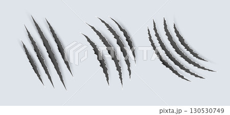 Scratch claw mark tiger bear paw icon. Animal lion slash claw vector wild monster shape design. 130530749