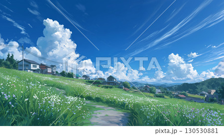 アニメ調の背景 田舎の風景 アニメ調の背景 田舎の風景 130530881