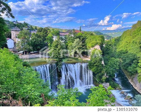 Waterfall on river Pliva in Jajce, Bosnia and Herzegovina 130531070