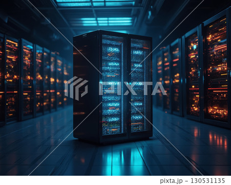 Supercomputer in a futuristic data center 130531135