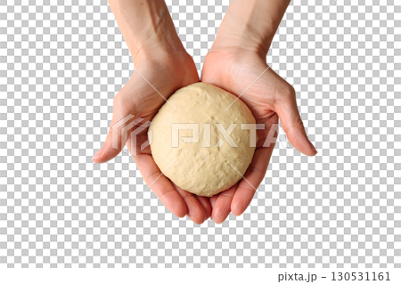 Pair of hands holding fresh bread dough, baking process isolated on transparent background, homemade cooking concept Pair of hands holding fresh bread dough, baking process isolated on transparent background, homemade cooking concept 130531161