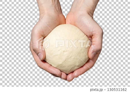 Pair of hands holding fresh bread dough, baking process isolated on transparent background, homemade cooking concept Pair of hands holding fresh bread dough, baking process isolated on transparent background, homemade cooking concept 130531162