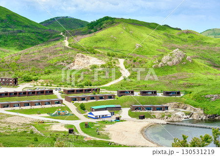 The nature of the Khasansky district of Primorsky Krai, Russia. The lip of the Teal of the Slavic Bay, the inner bay of Peter the Great in the summer. 130531219