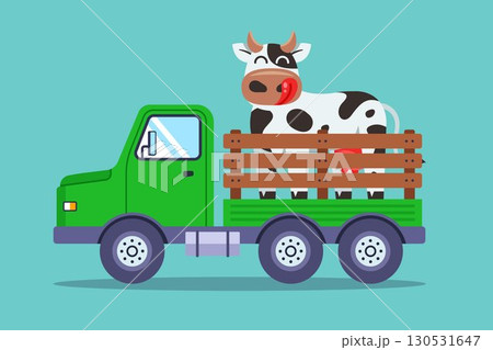 Cow transportation by truck. Rural animal transportation. Cow transportation by truck. Rural animal transportation. 130531647