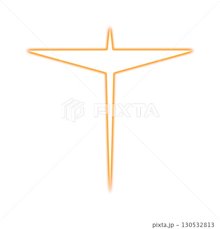 透明背景に配置されたオレンジ色に発光する十字シンボル 透明背景に配置されたオレンジ色に発光する十字シンボル 130532813