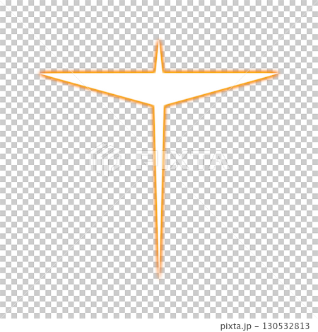 透明背景に配置されたオレンジ色に発光する十字シンボル 透明背景に配置されたオレンジ色に発光する十字シンボル 130532813